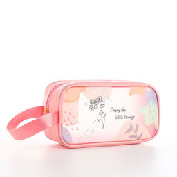 Косметичка на молнии для бассейна, с ручкой, с принтом Силуэт, розовая