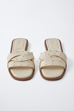 FLAT CRISS-CROSS SANDALS WITH STUDS - Zara фото 3