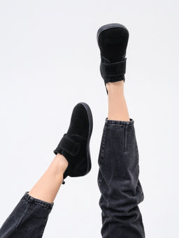 Ботинки женские демисезонные черные 209.NATAbl.Черная замша/Шерсть