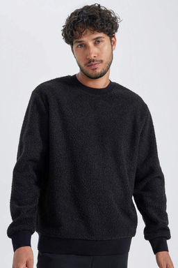 Regular Fit Bisiklet Yaka Basic Duz Pelus Sweatshirt - Defacto фото 2