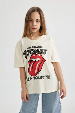 Футболка большого размера с короткими рукавами для девочек Rolling Stones