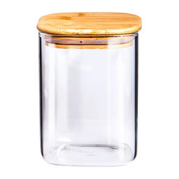 Банка квадратная d-80/15см, 850мл бамбуковая крышка арт. GT-35-145 (678666)