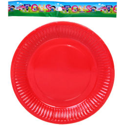 Цена за 6 шт. Тарелка бумажная 18 см в наборе 10 шт "Красный"