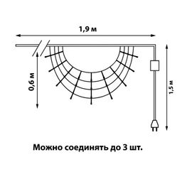 ULD-E1906-180/DTK MULTI IP20 RAINBOW-2 Занавес светодиодный фигурный "Радуга", 1,9х0,6м. 14 подвесов. 180 светодиодов. Красный, зеленый, белый, синий свет. Провод прозрачный. TM Uniel.