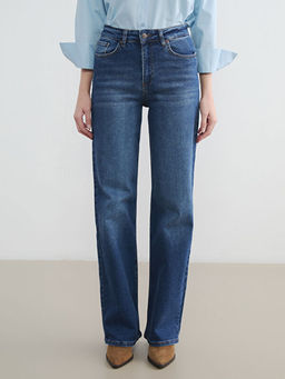 Y?ksek Bel Wideleg Kad?n Jean Pantolon