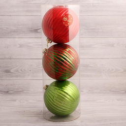 Ёлочные игрушки Пальмира полосы, шары новогодние, d=15 см, набор 3 шт., МИКС - Зимнее волшебство фото 2