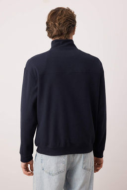 Lacivert Yeni Oversize/Genis Kesim Penguen Nak?sl? Dokulu Dik Yaka Sweatshirt TMNAW26SW00014 - Trendyolmilla фото 14