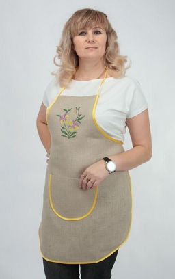 Фартук с вышивкой модель ЛП 34 Виола лен 100%