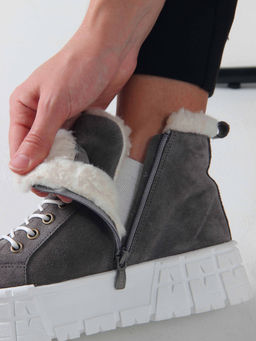 Ботинки 243.212131w. серый замок замша/Мех