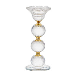 Стеклянный подсвечник на 1 свечу Цветочек с тремя шарами, 18?7?7 см