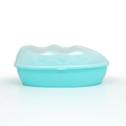 Туалет для кошек, 38×28×15 см, округлый, с бортиком и совком, синий