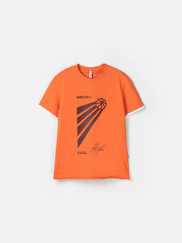 Футболка с контрастной отделкой Терракот с принтом 7+