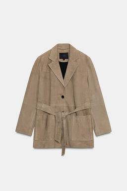 100% LEATHER JACKET WITH BELT - Zara фото 8