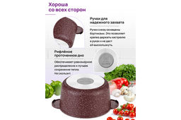 Кастрюля 2 л ГАРМОНИЯ ВКУСА "Рубин" С КРЫШКОЙ ф18, 24,5*19*15 см