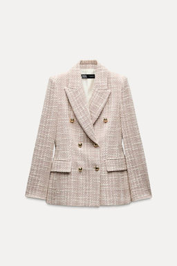 TEXTURED DOUBLE-BREASTED BLAZER - Zara фото 2
