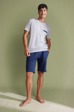 Regular Fit Pijama Tak?m? Bisiklet Yaka K?sa Kollu Ust Sort Alt - Defacto фото 2