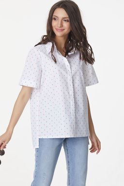 Рубашка хлопковая принт на белом