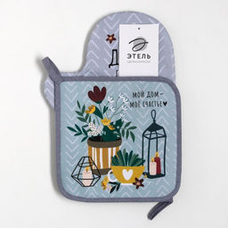 Набор кухонный Счастье варежка-прихватка 20х28см, прихватка 19х19см,100% хл - Этель фото 6