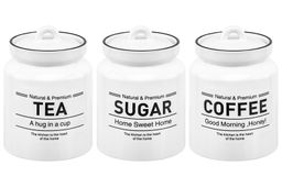 Набор 3 банок д/хранения 1 л 12*12*17 см Tea, Coffee, Sugar с крышкой, белый - Elan gallery фото 23