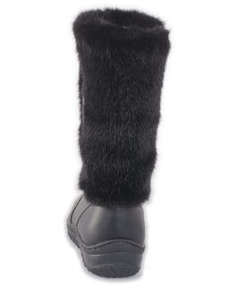 Унты женские на литой подошве. Черные., "Норка" черная. Молния.