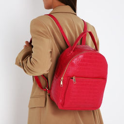 Рюкзак женский из искусственной кожи на молнии, 1 карман, цвет фуксия - Simaland фото 5