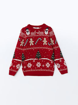 Bisiklet Yaka Y?lba?? Temal? Erkek ?ocuk Triko Kazak