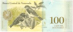 Банкнота 100 боливар 2017 года Венесуэла
