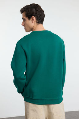 TRENDYOL MAN Zumrut Yesili Oversize/Genis Kesim Nak?sl? Ici Polar/S?cak Tutan Kapusonlu Sweatshirt TMNAW25SW00060 - Trendyolmilla фото 5