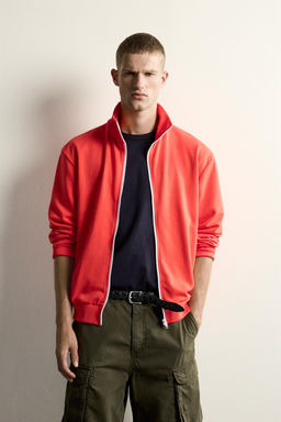SUDADERA RELAXED FIT CREMALLERA CONTRASTE / Rojo / Naranja - Zara фото 2