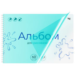 Альбом для рисования BG А4 40л. на спирали, 120г/м2 "UniTone. Blue" (АР4гр40_пл 06076) пластиковая обложка