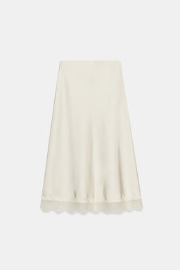 LACE TRIM SATIN MIDI SKIRT - Zara фото 10