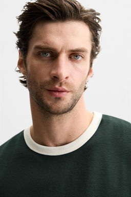 BASIC CONTRAST RIB T-SHIRT - Zara фото 21