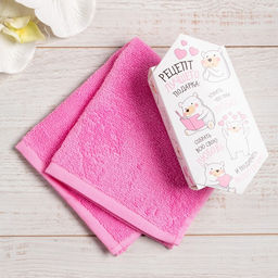 Полотенце махровое Этель. С большой любовью 30?30 см, 100 хлопок, 340 г/м?, розовое