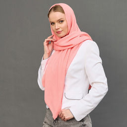 Палантин 170 х 70 см, цвет лосось - Мастерская ПОКРОВ фото 4