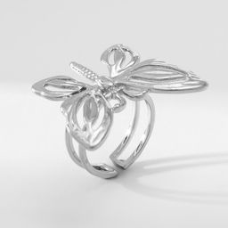 Кольцо металл Бабочка контур, цвет серебро, безразмерное - Qf фото 2