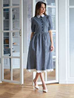Платье хлопок OD-790-7 ч/б клетка