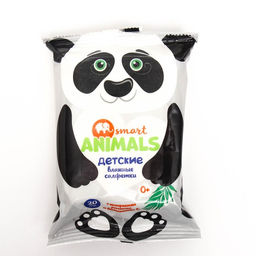 Цена за 2 шт. Салфетки влажные Smart animals №20 детские с ромашкой и витамином Е mix