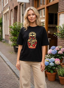 K13528 Футболка OVER SIZE (хлопок) ЧЕРНЫЙ