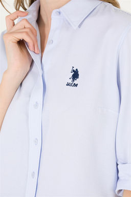 Женская голубая базовая рубашка с длинным рукавом - U.s. polo assn фото 7