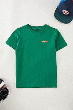 Yesil Erkek Cocuk S?rt Bask?l? Orme T-Shirt TKDAW25TS00023 - Trendyolmilla фото 3