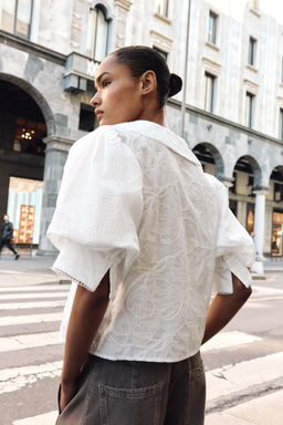 BLUSA CUELLO BOBO / Blanco - Zara фото 3