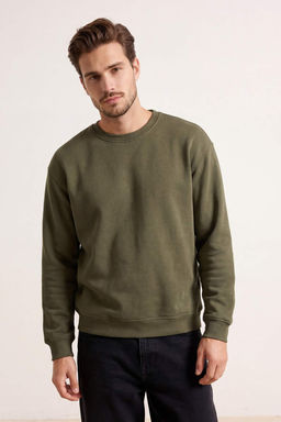 Haki Oversize/Genis Kesim Basic Ici Sardonlu Bisiklet Yaka Sweatshirt TMNAW26SW00047 - Trendyolmilla фото 6
