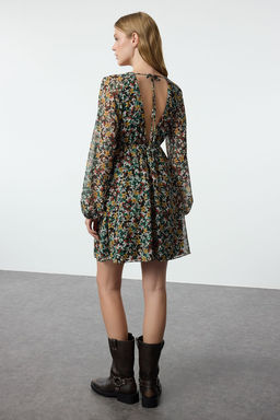 TRENDYOLMILLA Turuncu Etnik Desenli Belden Ac?lan Sifon Astarl? Mini Dokuma Elbise TWOSS23EL00519  фото 28