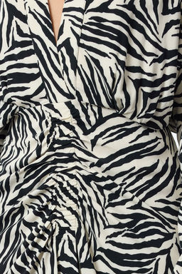 TRENDYOLMILLA Siyah Animal Desenli Etegi Buzgu Detayl? Dokuma Elbise TWOAW25EL00380  фото 3