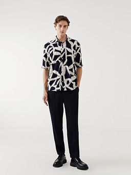 Regular Fit K?sa Kollu Desenli Erkek G?mlek