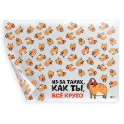 Плёнка цветная для школьных уроков труда арт.72999/ 200 КРУТАЯ КАПИБАРА (50х70 см, оранжевый, ПВХ пл