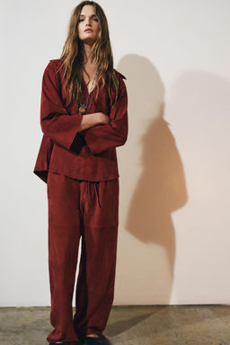 LIMITED EDITION SUEDE LEATHER TROUSERS - Zara фото 9