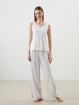 Ka??k Yaka Desenli Kad?n Pijama Tak?m