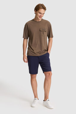 Erkek Kahverengi Comfort Fit Bisiklet Yaka Ti__rt