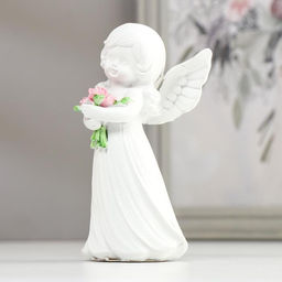 Фигурка полистоун «Белоснежный ангел-девочка с охапкой роз», 11.5×7.5×7 см, МИКС